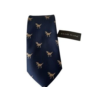 Barry Wang Men’s 60 x 3.5 in Tie Matching Pocket  Square Navy Blue Italy NWT